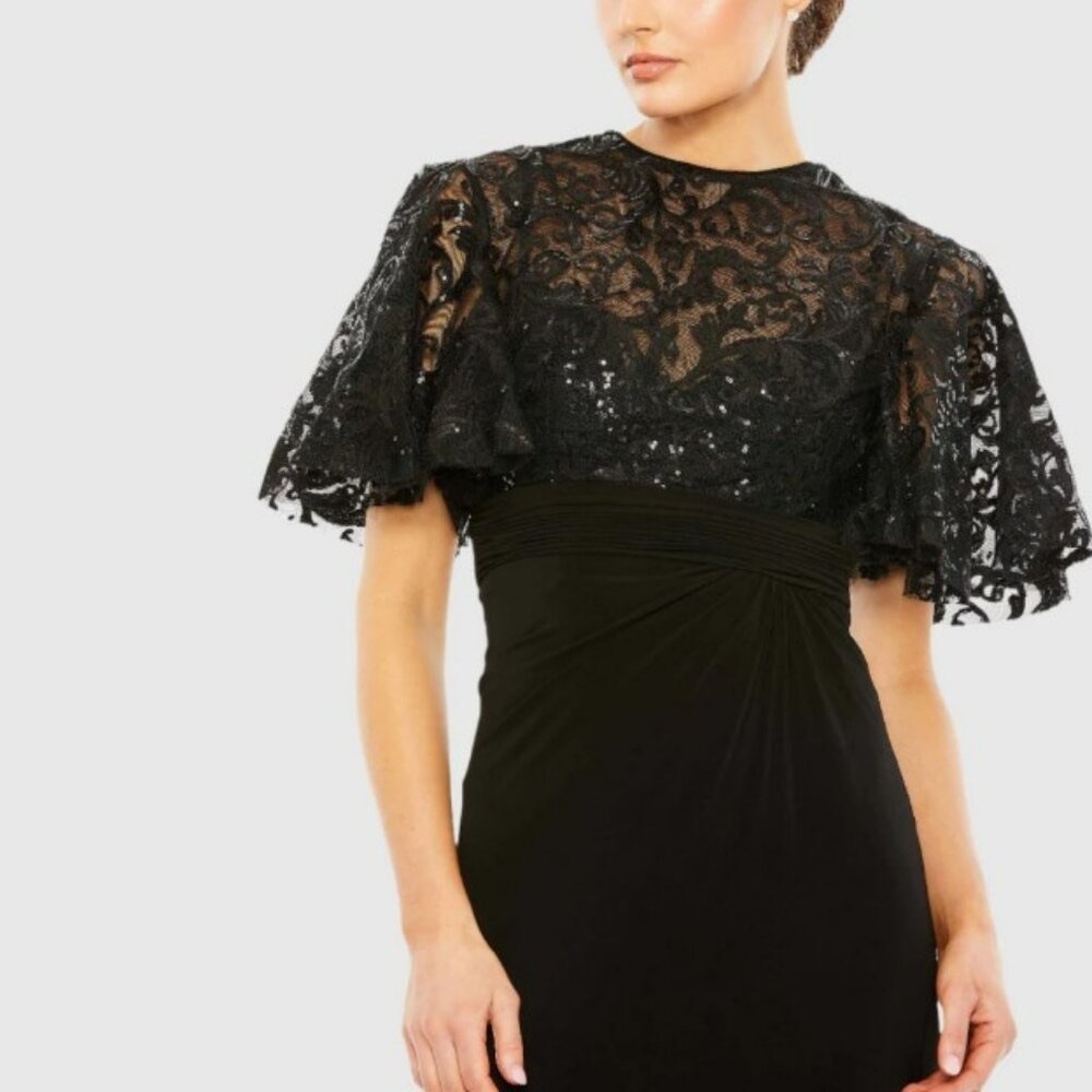Mac Duggal  Embellished Butterfly Sleeve Gown